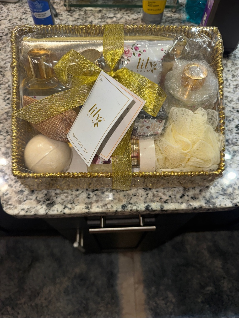 Lily Gold and Cream Spa Gift Basket